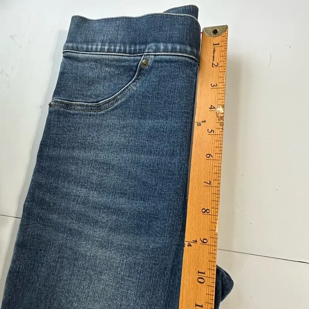 Spanx Jeans Womens Small Blue Skinny High Rise Raw Hem Slimming Stretch Casual